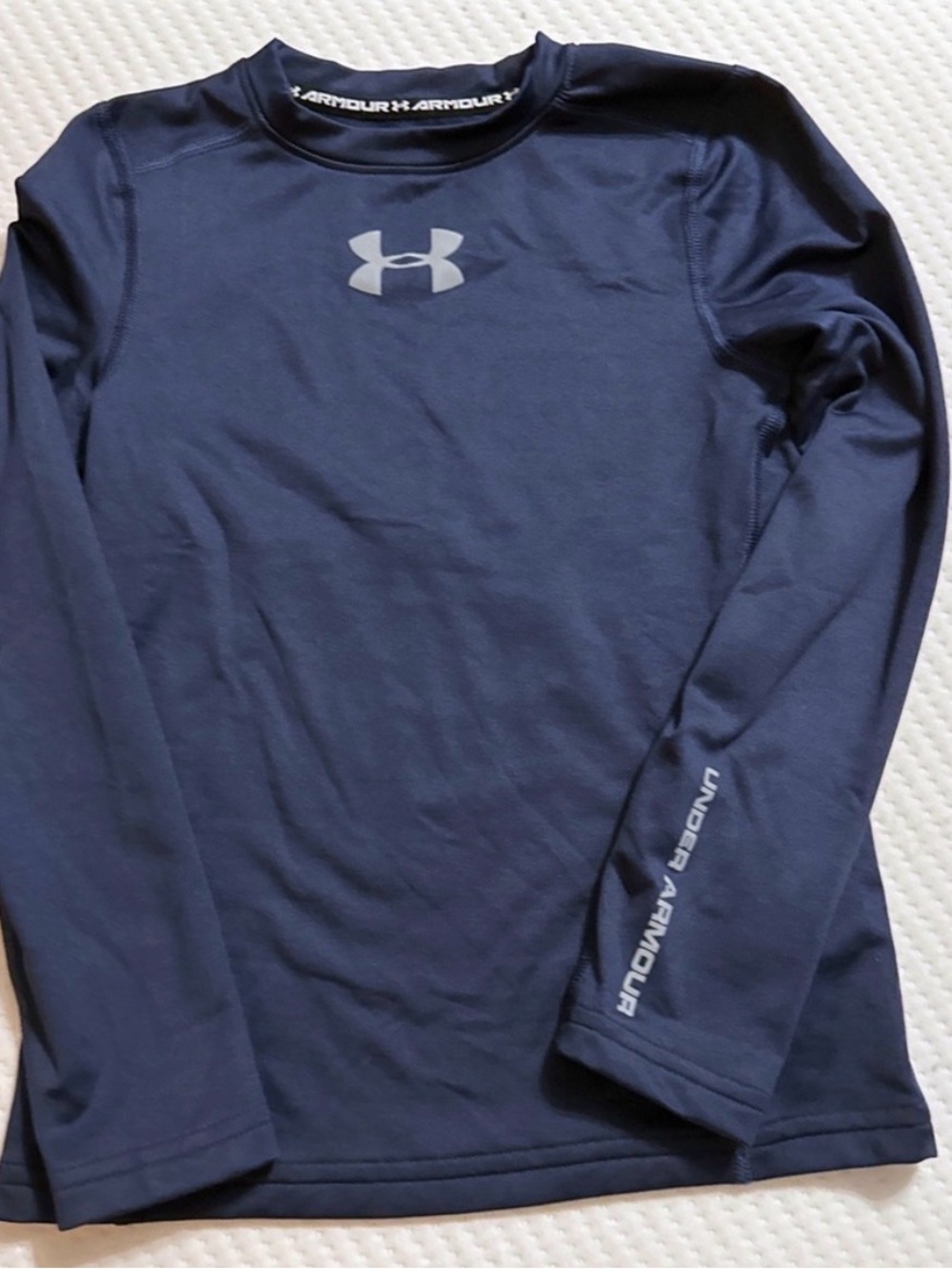 Under Armour Youth Navy Long Sleeve Athletic Top with Gray Logo